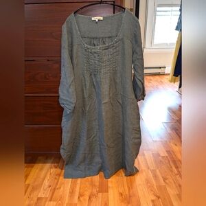 Lin Nature Linen Dress 3/4 sleeves size 36 gray